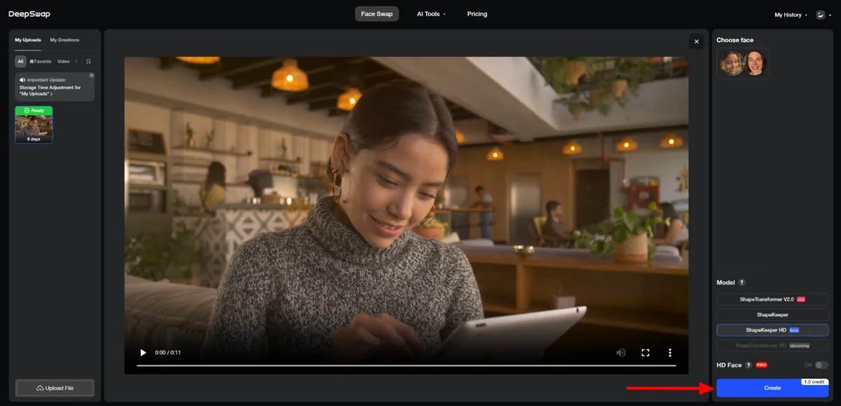 Deepswap offers realistic face editing for viral video creation